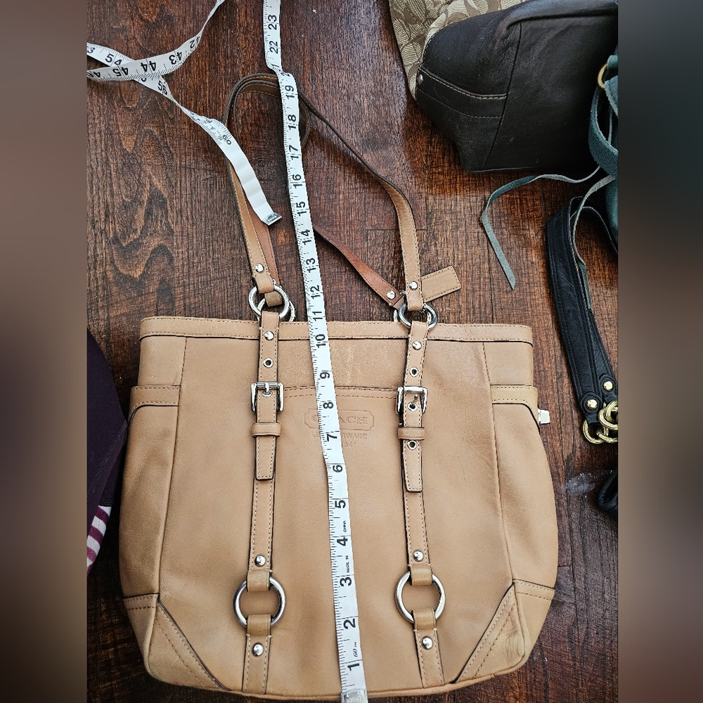 Coach Y2K Elegant Gallery Tote Bag Tan Leather Side Turnlocks Carryall F11524‎ - Picture 10 of 14